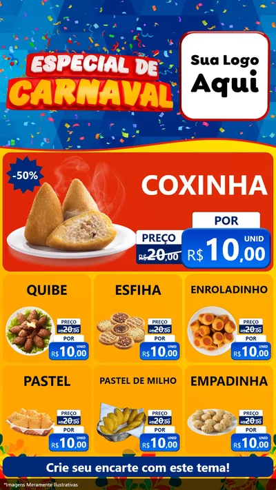 Modelo de Rede Social para Stories com o tema Especial de Carnaval para Salgadaria