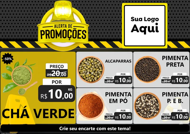 Modelo de Encarte para Encarte A4 Horizontal com o tema Alerta de Promoções para Produtos Naturais