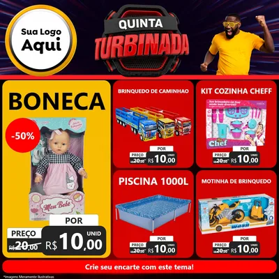 Modelo de Rede Social para Feed Facebook com o tema Quinta Turbinada para Brinquedos