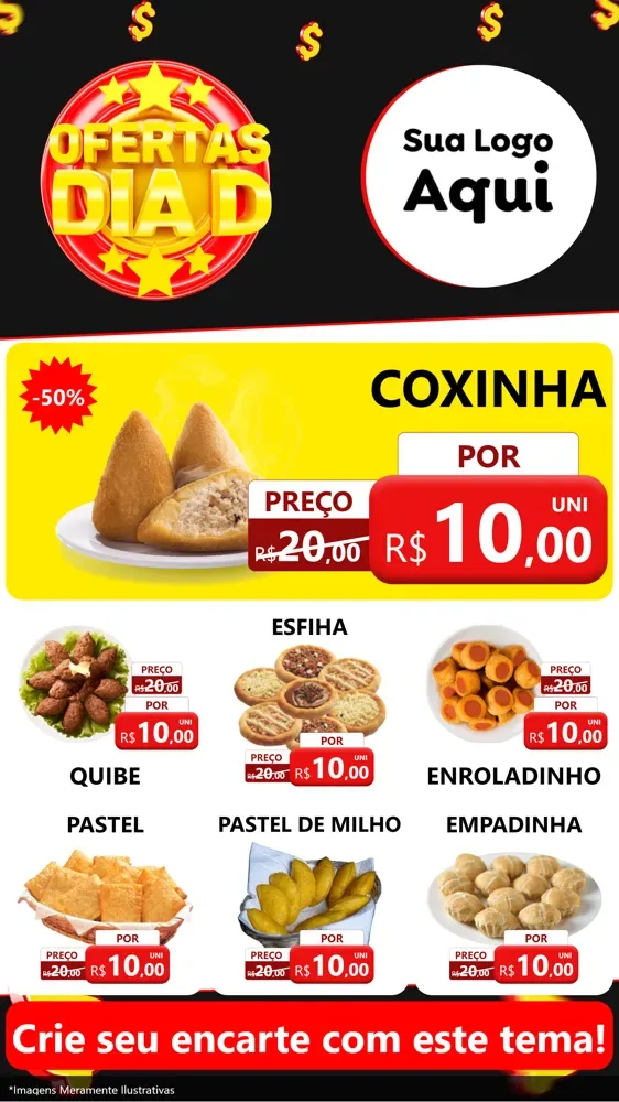 Modelo de Rede Social para Stories com o tema Dia D para Salgadaria