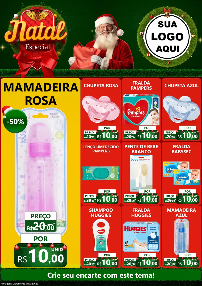 Modelo de Encarte para Encarte A4 Vertical com o tema Natal Especial para Bebês