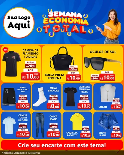 Modelo de Rede Social para Feed Instagram com o tema Semana Economia Total para Roupas e acessórios