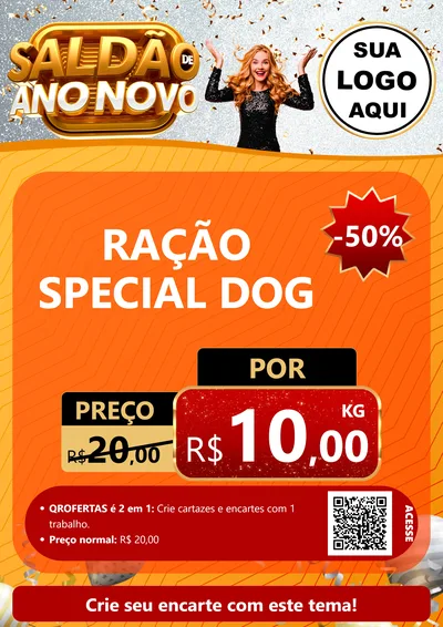 Modelo de Cartaz para Cartaz A4 Vertical com o tema Saldão de Ano Novo para Pet Shop