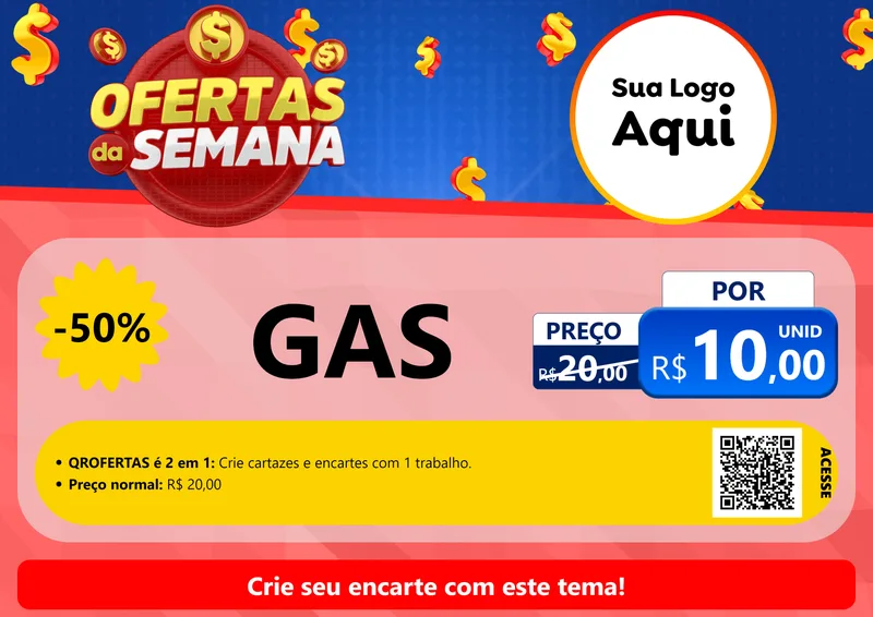 Modelo de Cartaz para Cartaz A4 Horizontal com o tema Ofertas Da Semana para Água e gás