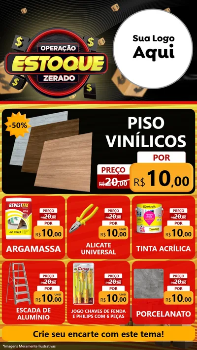 Modelo de Rede Social para Stories com o tema Operação Estoque Zerado para Material para Construção