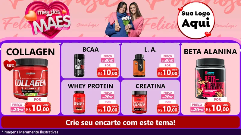 Modelo de TV para TV Horizontal com o tema Mês Das Mães para Suplementos alimentares