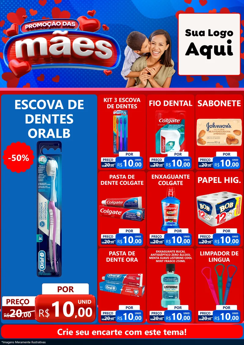 Modelo de Encarte para Encarte A4 Vertical com o tema Promoção das Mães para Higiene Pessoal