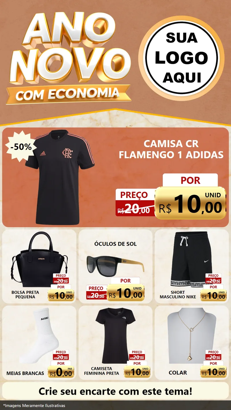 Modelo de Rede Social para Stories com o tema Ano Novo Com Economia para Roupas e acessórios