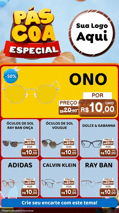 Modelo de Rede Social para Stories com o tema Páscoa Especial para Óticas