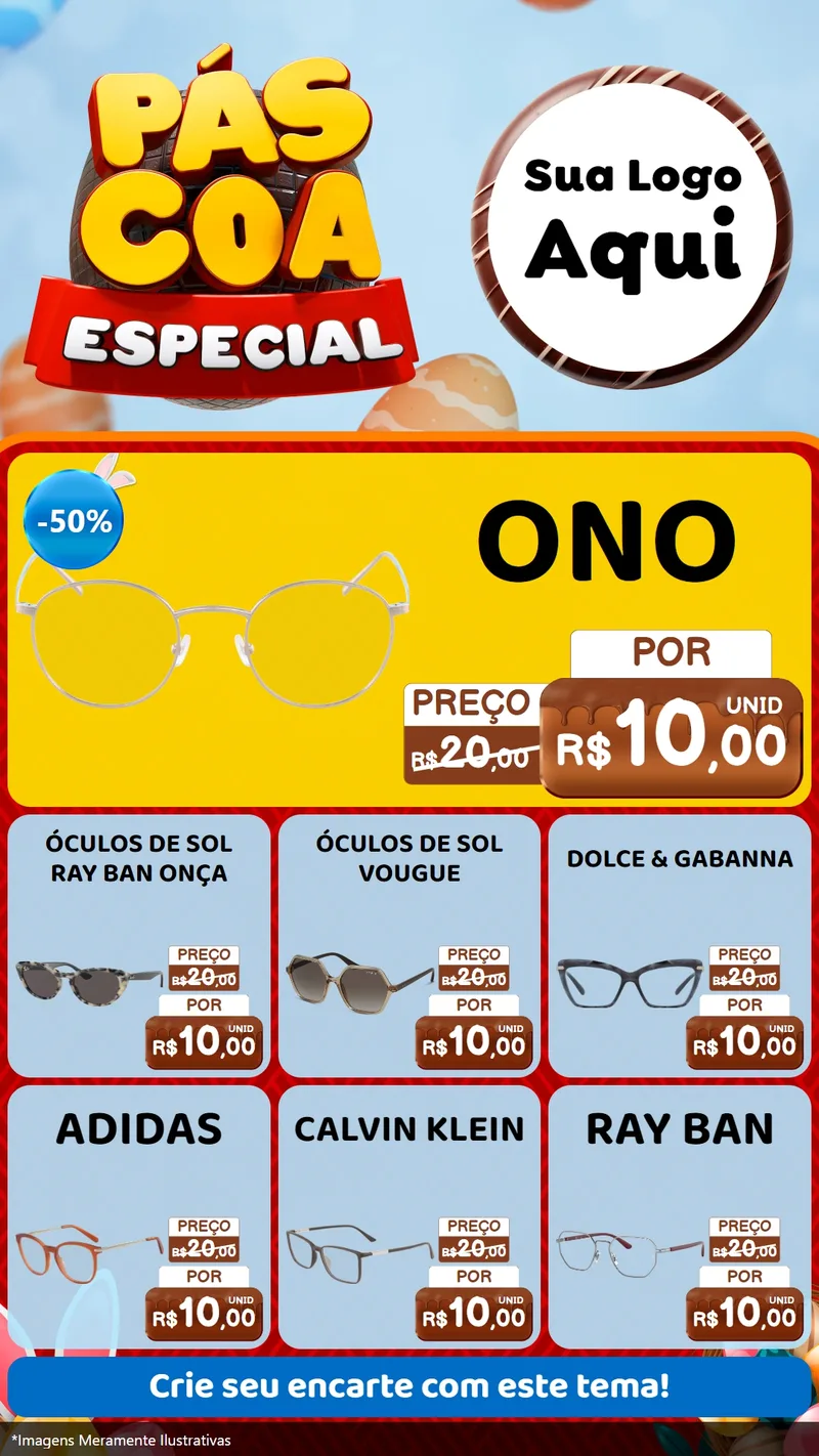 Modelo de Rede Social para Stories com o tema Páscoa Especial para Óticas