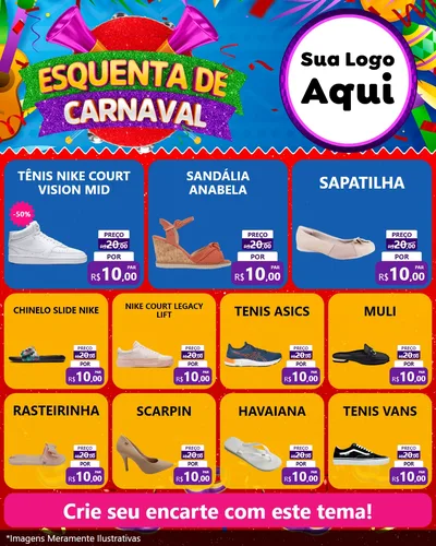 Modelo de Rede Social para Feed Instagram com o tema Esquenta de Carnaval para Calçados