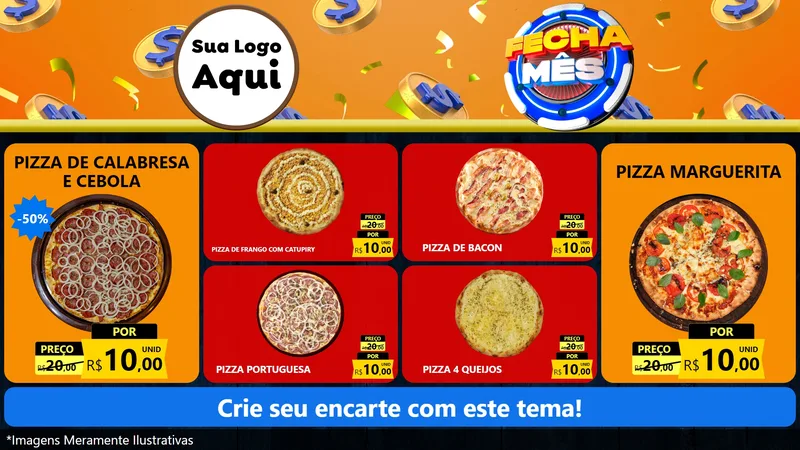 Modelo de TV para TV Horizontal com o tema Fecha Mês para Pizzaria