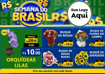 Modelo de Encarte para Encarte A4 Horizontal com o tema Semana Do Brasil para Floricultura e jardim