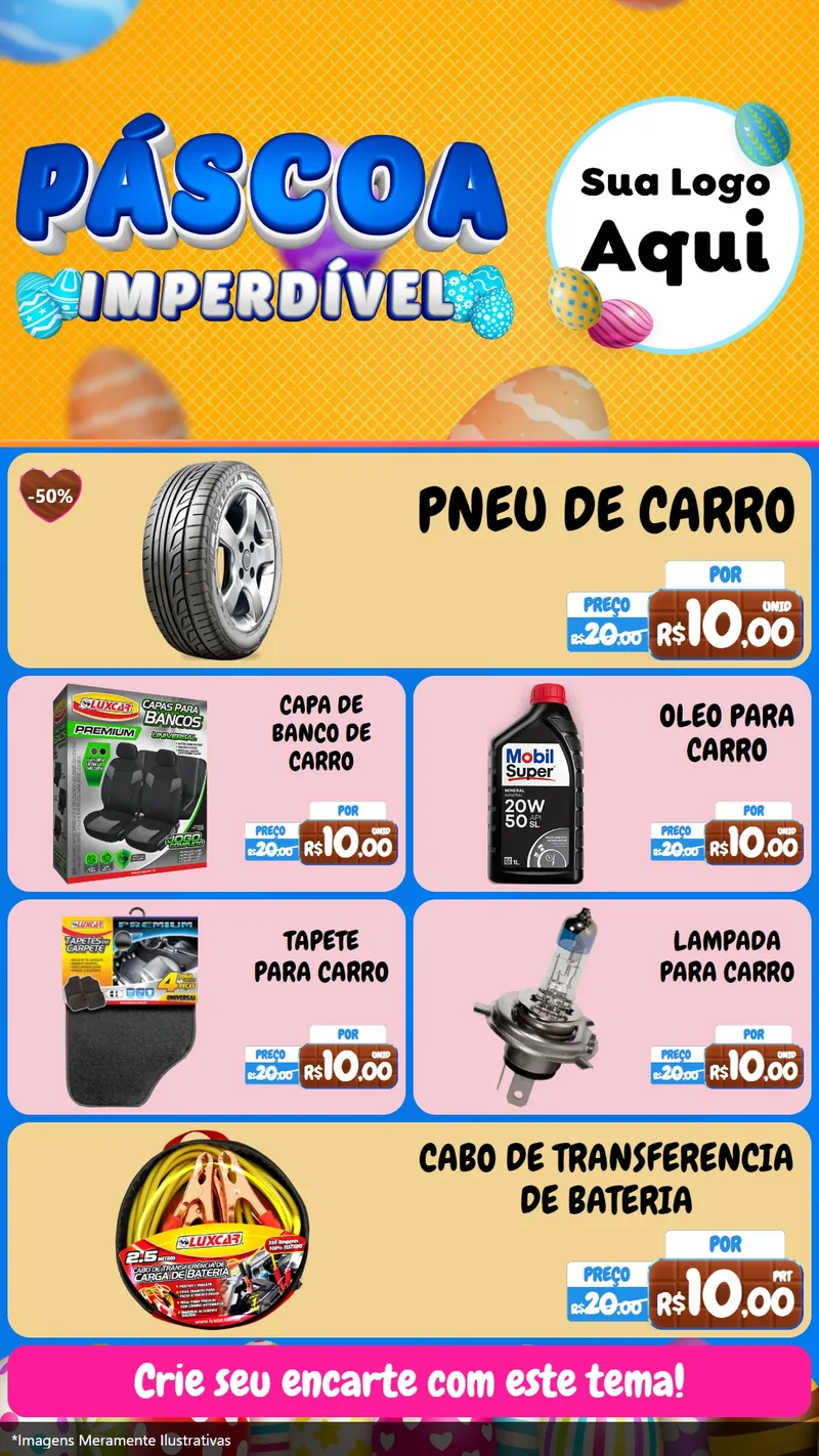 Modelo de TV para TV Vertical com o tema Páscoa Imperdível para Auto peças