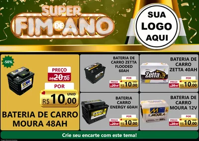 Modelo de Encarte para Encarte A4 Horizontal com o tema Super Fim de Ano para Baterias Elétricas