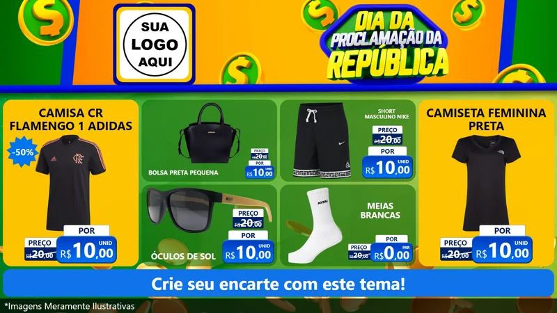 Modelo de TV para TV Horizontal com o tema Dia Da Proclamação da República para Roupas e acessórios