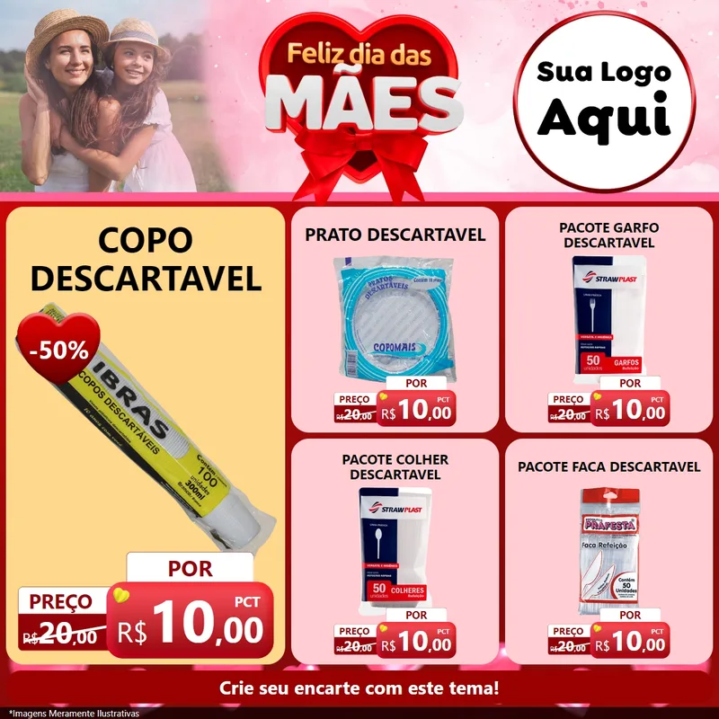Modelo de Rede Social para Feed Facebook com o tema Feliz Dia Das Mães para Embalagens
