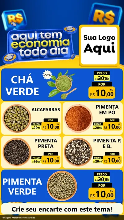 Modelo de TV para TV Vertical com o tema Aqui Tem Economia Todo Dia para Produtos Naturais