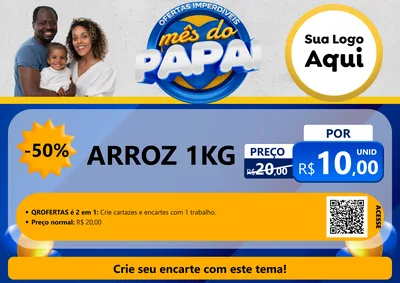 Modelo de Cartaz para Cartaz A4 Horizontal com o tema Ofertas Imperdíveis Mês Do Papai para Supermercado