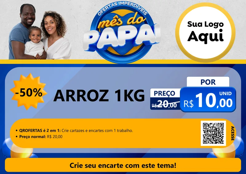 Modelo de Cartaz para Cartaz A4 Horizontal com o tema Ofertas Imperdíveis Mês Do Papai para Supermercado
