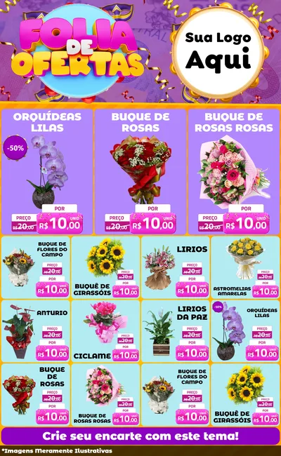 Modelo de Encarte para Encarte Grande com o tema Folia de Ofertas para Floricultura e jardim