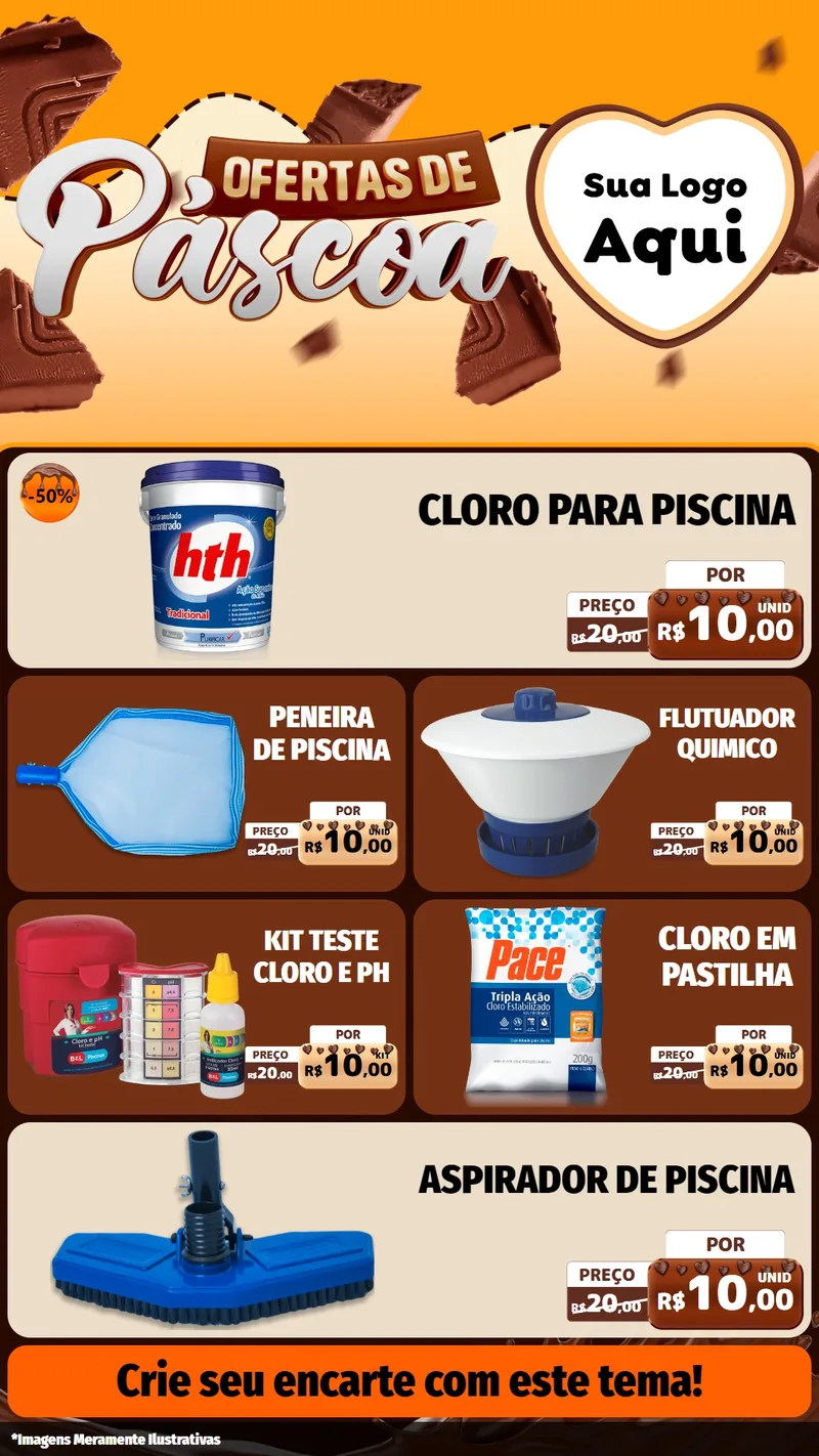 Modelo de TV para TV Vertical com o tema Ofertas de Páscoa para Produtos para Piscina