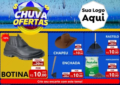 Modelo de Encarte para Encarte A4 Horizontal com o tema Chuva de Ofertas para Agropecuária