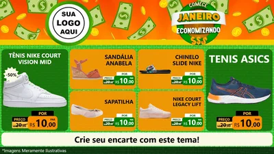 Modelo de TV para TV Horizontal com o tema Comece Janeiro Economizando para Calçados
