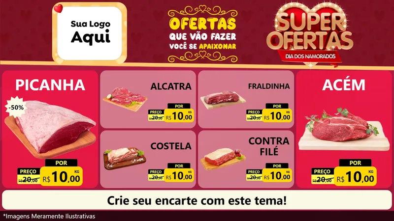 Modelo de TV para TV Horizontal com o tema Dia dos Namorados para Açougue