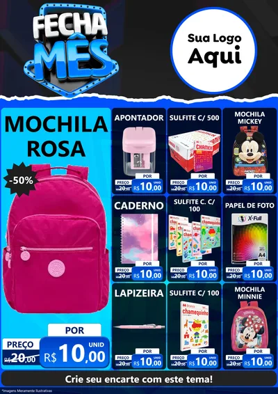 Modelo de Encarte para Encarte A4 Vertical com o tema Fecha Mês para Papelaria