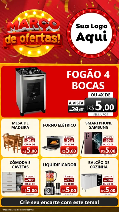 Modelo de Rede Social para Stories com o tema Março de Ofertas! para Móveis e Eletro