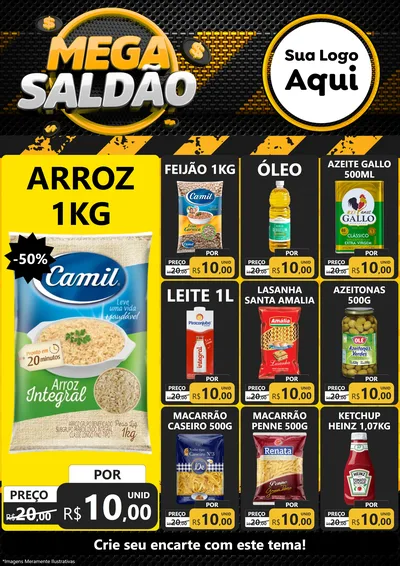 Modelo de Encarte para Encarte A4 Vertical com o tema Mega Saldão para Supermercado
