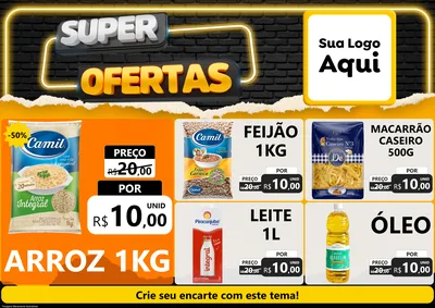 Modelo de Encarte para Encarte A4 Horizontal com o tema Super Ofertas para Supermercado