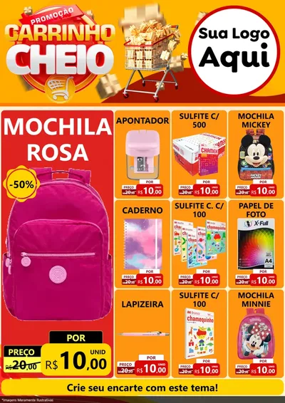 Modelo de Encarte para Encarte A4 Vertical com o tema Promoção carrinho cheio para Papelaria
