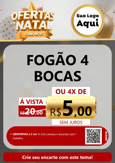 Modelo de Cartaz para Cartaz A4 Vertical com o tema Ofertas De Natal E Ano Novo para Móveis e Eletro