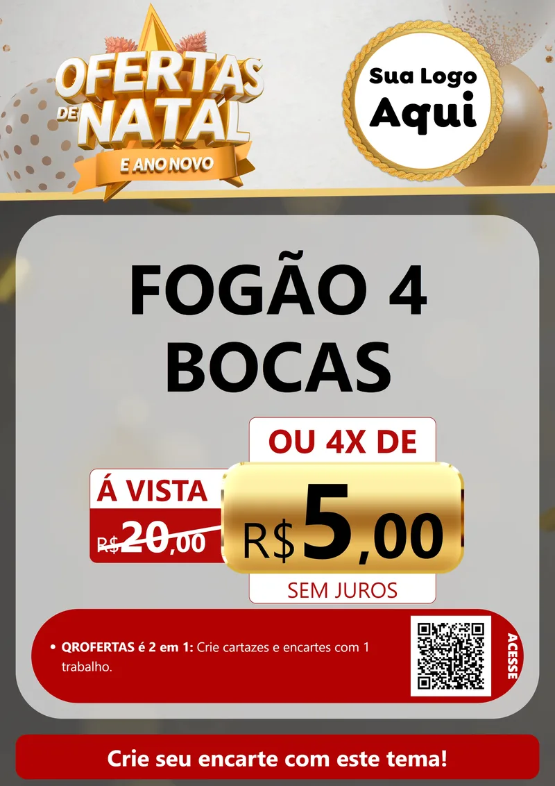 Modelo de Cartaz para Cartaz A4 Vertical com o tema Ofertas De Natal E Ano Novo para Móveis e Eletro