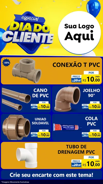 Modelo de TV para TV Vertical com o tema Especial Dia do Cliente para Tubos e conexões