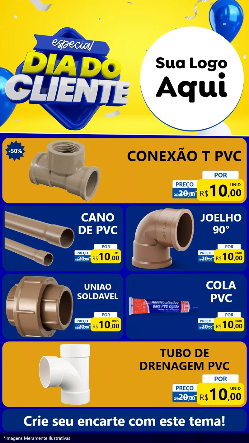 Modelo de TV para TV Vertical com o tema Especial Dia do Cliente para Tubos e conexões