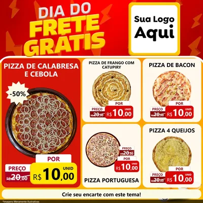 Modelo de Rede Social para Feed Facebook com o tema Dia do Frete Grátis para Pizzaria