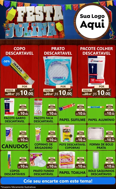 Modelo de Encarte para Encarte Grande com o tema Festa Julina para Embalagens