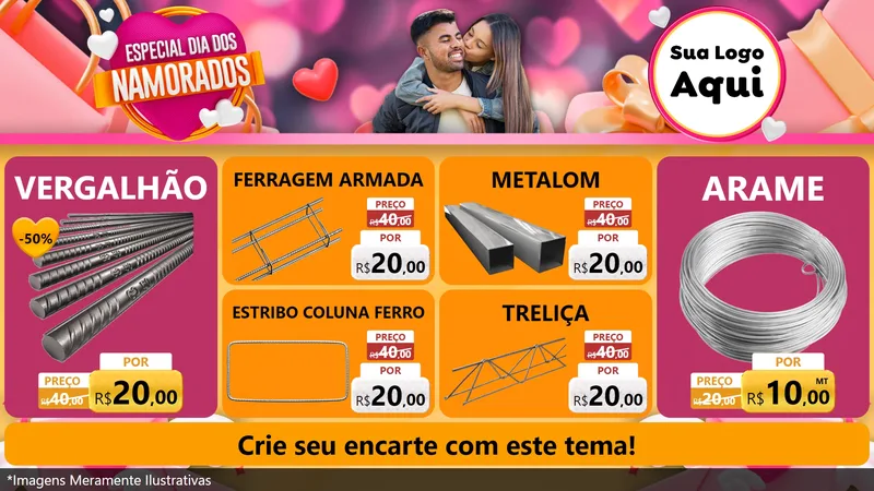 Modelo de TV para TV Horizontal com o tema Especial Dia dos Namorados para Ferragens