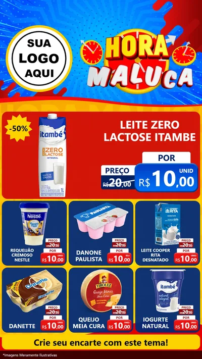 Modelo de Rede Social para Stories com o tema Hora Maluca para Frios e Laticínios