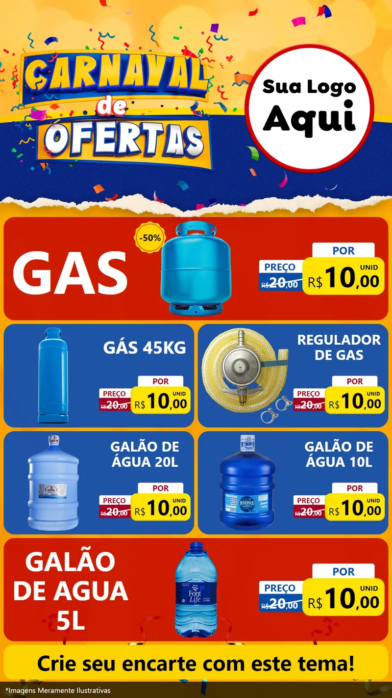 Modelo de TV para TV Vertical com o tema Carnaval de Ofertas para Água e gás