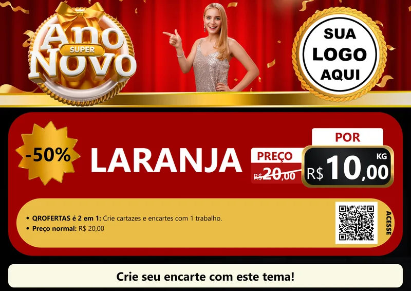 Modelo de Cartaz para Cartaz A4 Horizontal com o tema Super Ano Novo para Hortifrúti