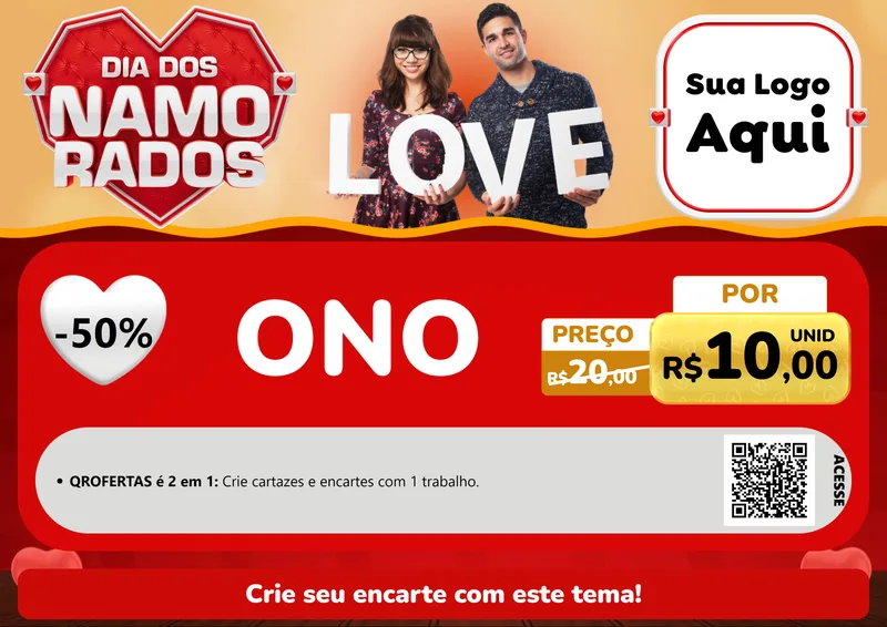 Modelo de Cartaz para Cartaz A4 Horizontal com o tema Dia dos Namorados para Óticas