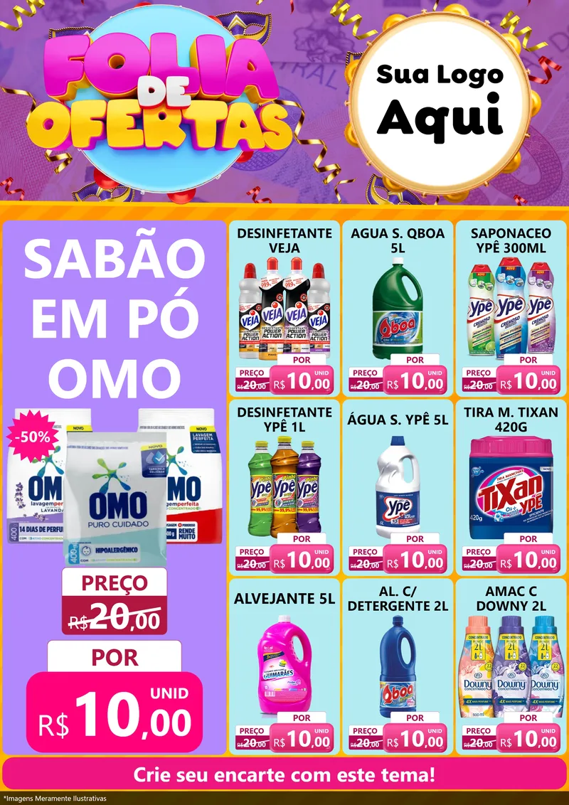 Modelo de Encarte para Encarte A4 Vertical com o tema Folia de Ofertas para Produtos de Limpeza