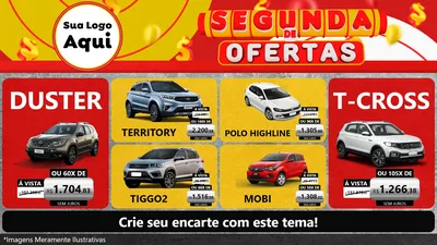 Modelo de TV para TV Horizontal com o tema Segunda de Ofertas para Concessionaria de Carros