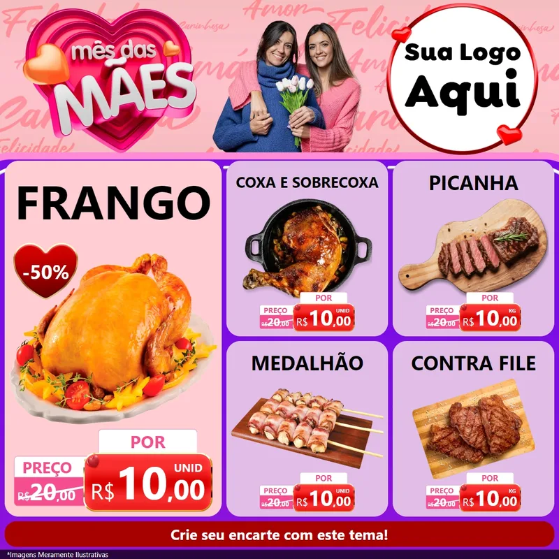 Modelo de Rede Social para Feed Facebook com o tema Mês Das Mães para Assados