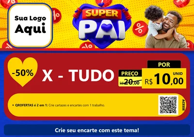 Modelo de Cartaz para Cartaz A4 Horizontal com o tema Super Pai para Hamburgueria