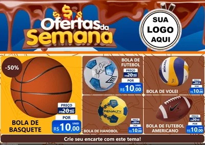 Modelo de Encarte para Encarte A4 Horizontal com o tema Ofertas da Semana - Páscoa para Artigos Esportivos
